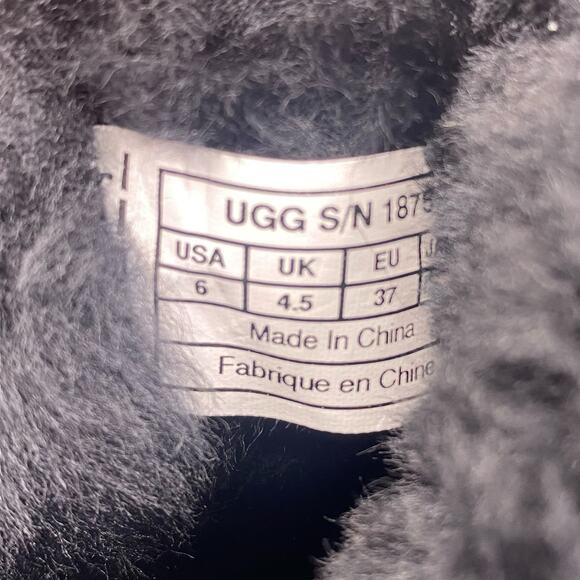 UGG Lida Mongolian Black Suede Shearling Fur Cuff Classic Boot Size US 6 - Picture 10 of 10